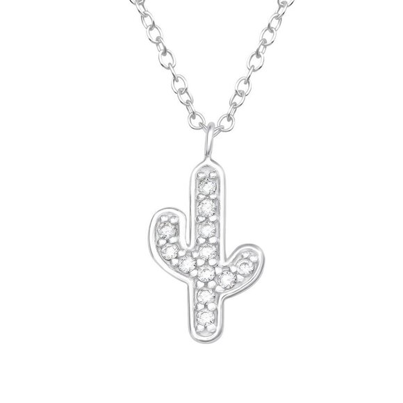 Martin Pere Jewelry - Sterling Silver CZ Cactus Necklace
